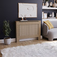 Medium unfinished Chelsea radiator cover with decorative slatted front, ready to paint

