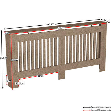Extra Large unfinished Chelsea radiator cover with decorative slatted front, ready to paint
