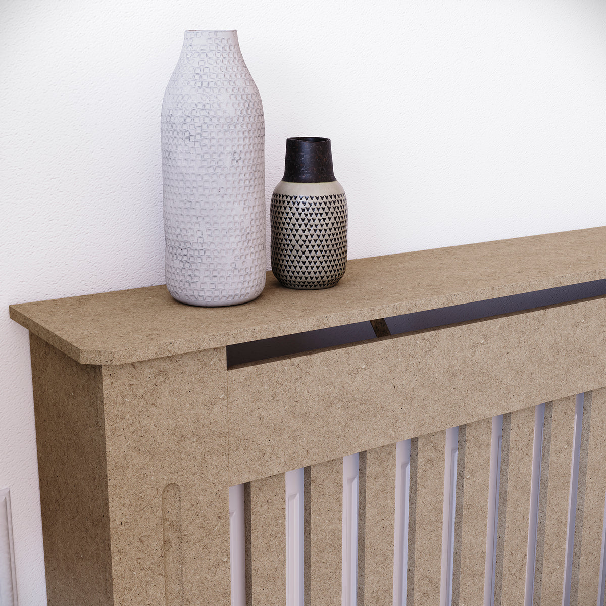 Extra Large unfinished Chelsea radiator cover with decorative slatted front, ready to paint
