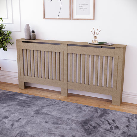 Extra Large unfinished Chelsea radiator cover with decorative slatted front, ready to paint
