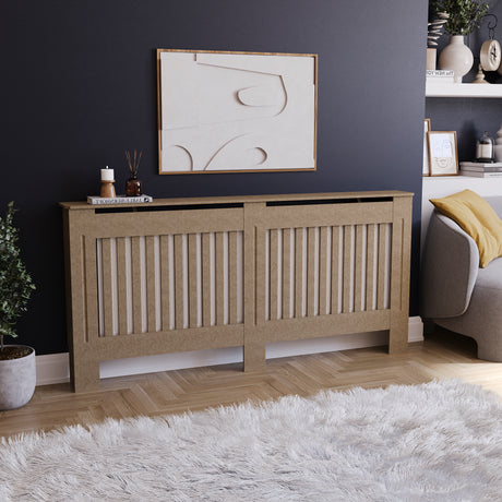 Extra Large unfinished Chelsea radiator cover with decorative slatted front, ready to paint
