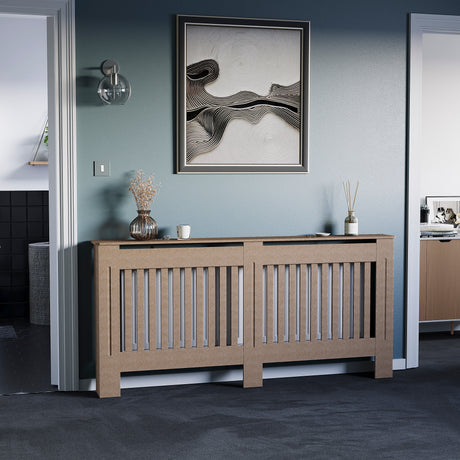 Extra Large unfinished Chelsea radiator cover with decorative slatted front, ready to paint
