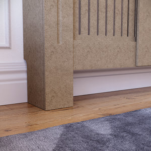 Adjustable unfinished Chelsea radiator cover with decorative slatted front, ready to paint
