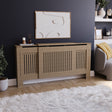 Adjustable unfinished Chelsea radiator cover with decorative slatted front, ready to paint
