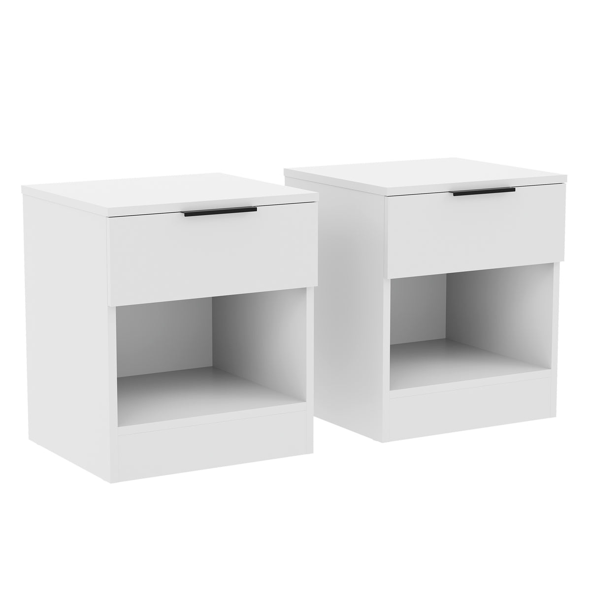 Trega 1 Drawer Bedside Chest, White - Set of 2