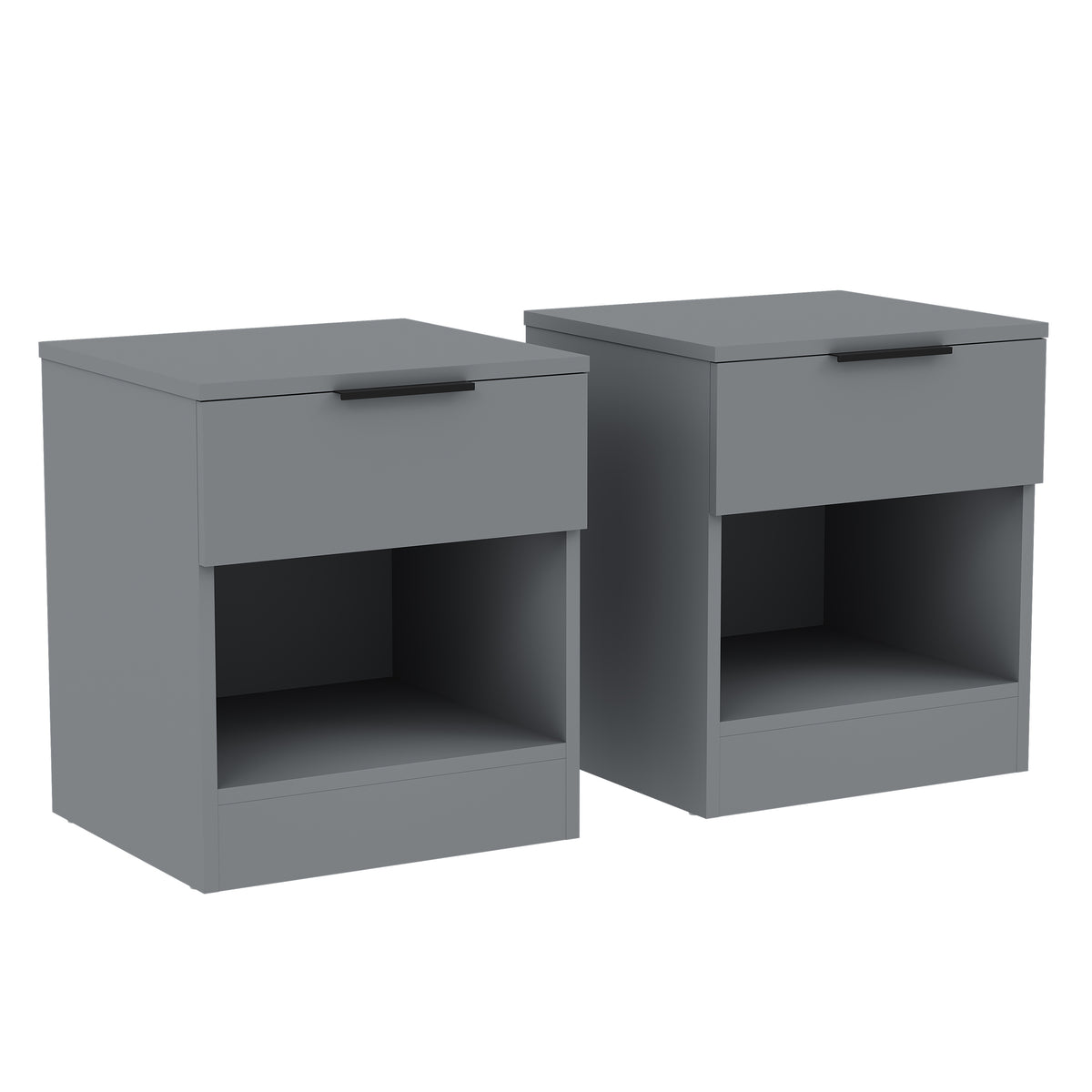 Trega 1 Drawer Bedside Chest, Grey - Set of 2