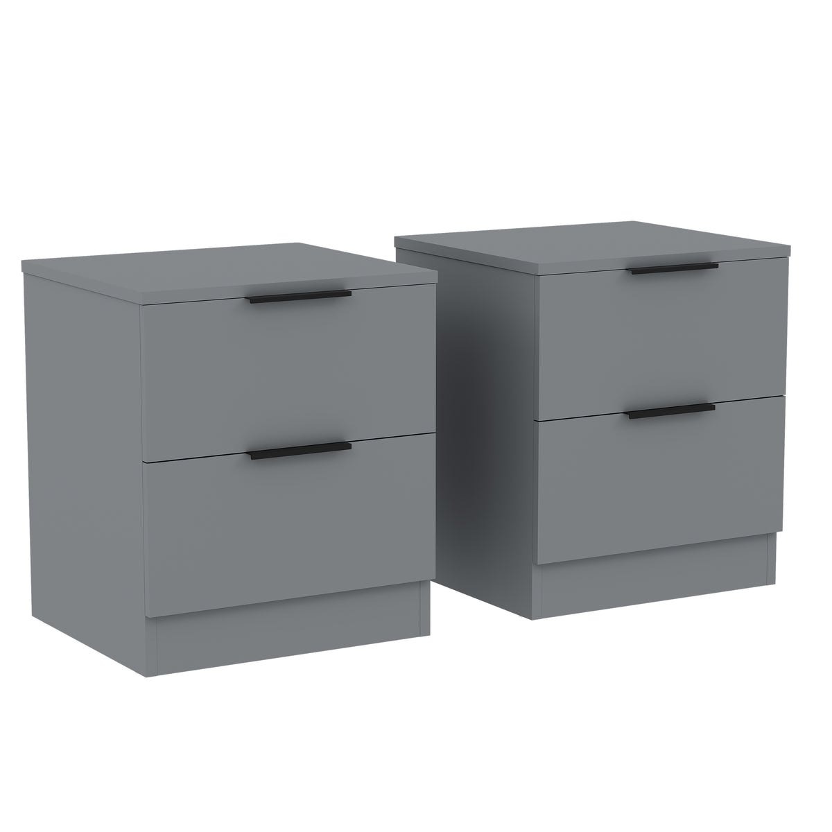 Trega 2 Drawer Bedside Chest, Grey - Set of 2