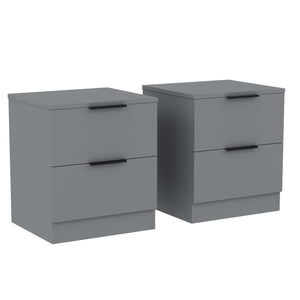 Trega 2 Drawer Bedside Chest, Grey - Set of 2