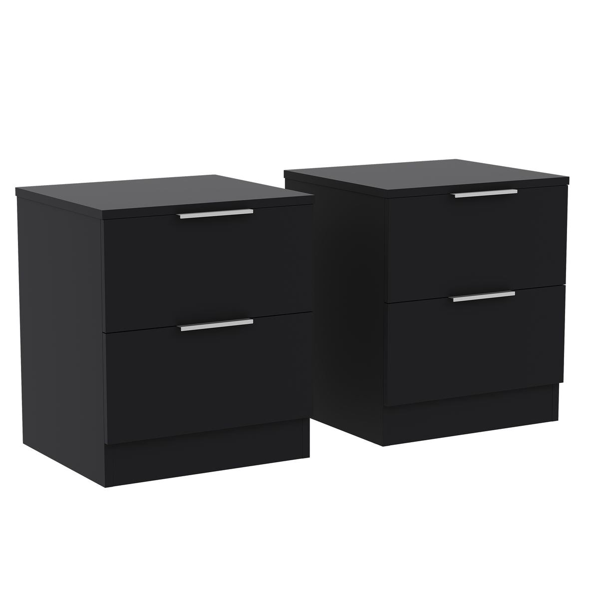 Trega 2 Drawer Bedside Chest, Black - Set of 2