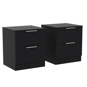 Trega 2 Drawer Bedside Chest, Black - Set of 2