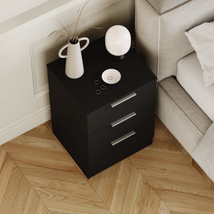 Trega 3 Drawer Bedside Chest, Black