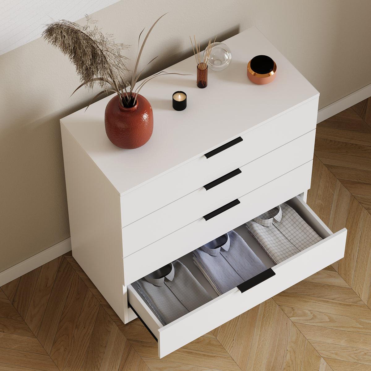 Trega 4 Drawer Chest, White