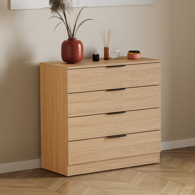 Trega 4 Drawer Chest of Drawer in Pine with compact bedroom storage
