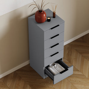 Trega 5 Drawer Narrow Chest, Grey