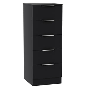 Trega 5 Drawer Narrow Chest, Black