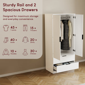 Trega 2 Door 2 Drawer Wardrobe, White