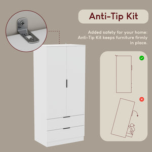 Trega 2 Door 2 Drawer Wardrobe, White