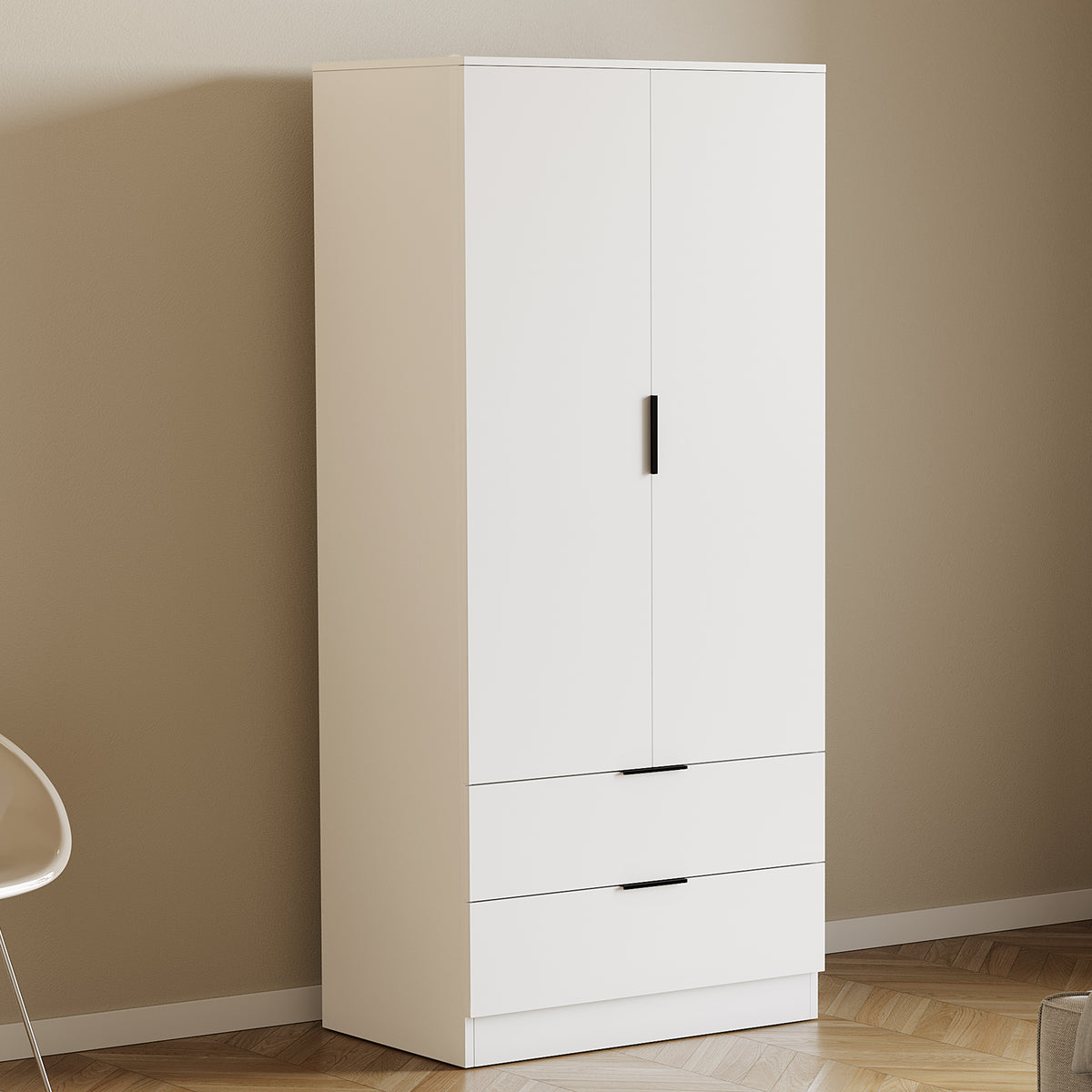 Trega 2 Door 2 Drawer Wardrobe, White