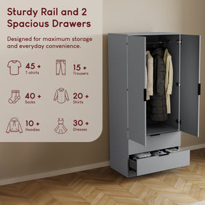 Trega 2 Door 2 Drawer Wardrobe, Grey