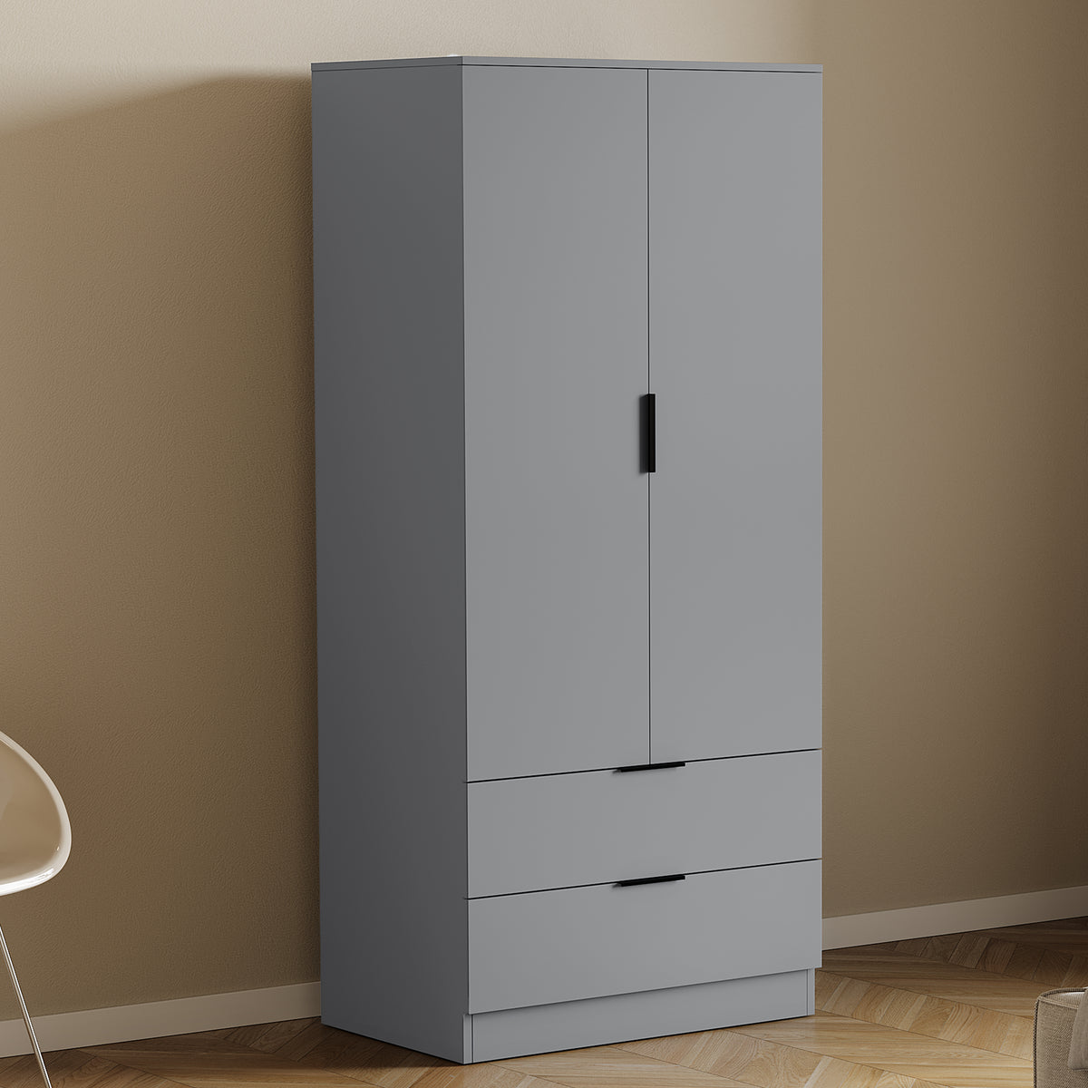 Trega 2 Door 2 Drawer Wardrobe, Grey