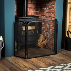 Roxby 3-Panel Fire Guard - Black