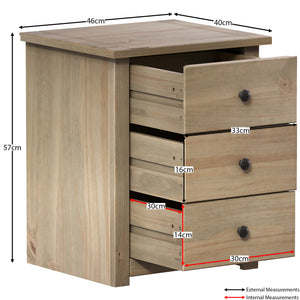 Panama 3-Drawer Bedside Chest