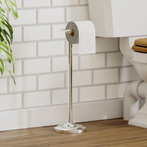Floor Standing Toilet Roll Holder - Silver