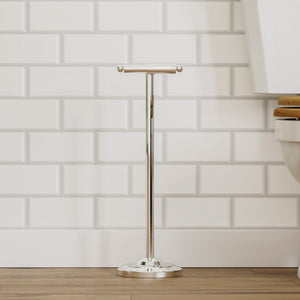 Floor Standing Toilet Roll Holder - Silver