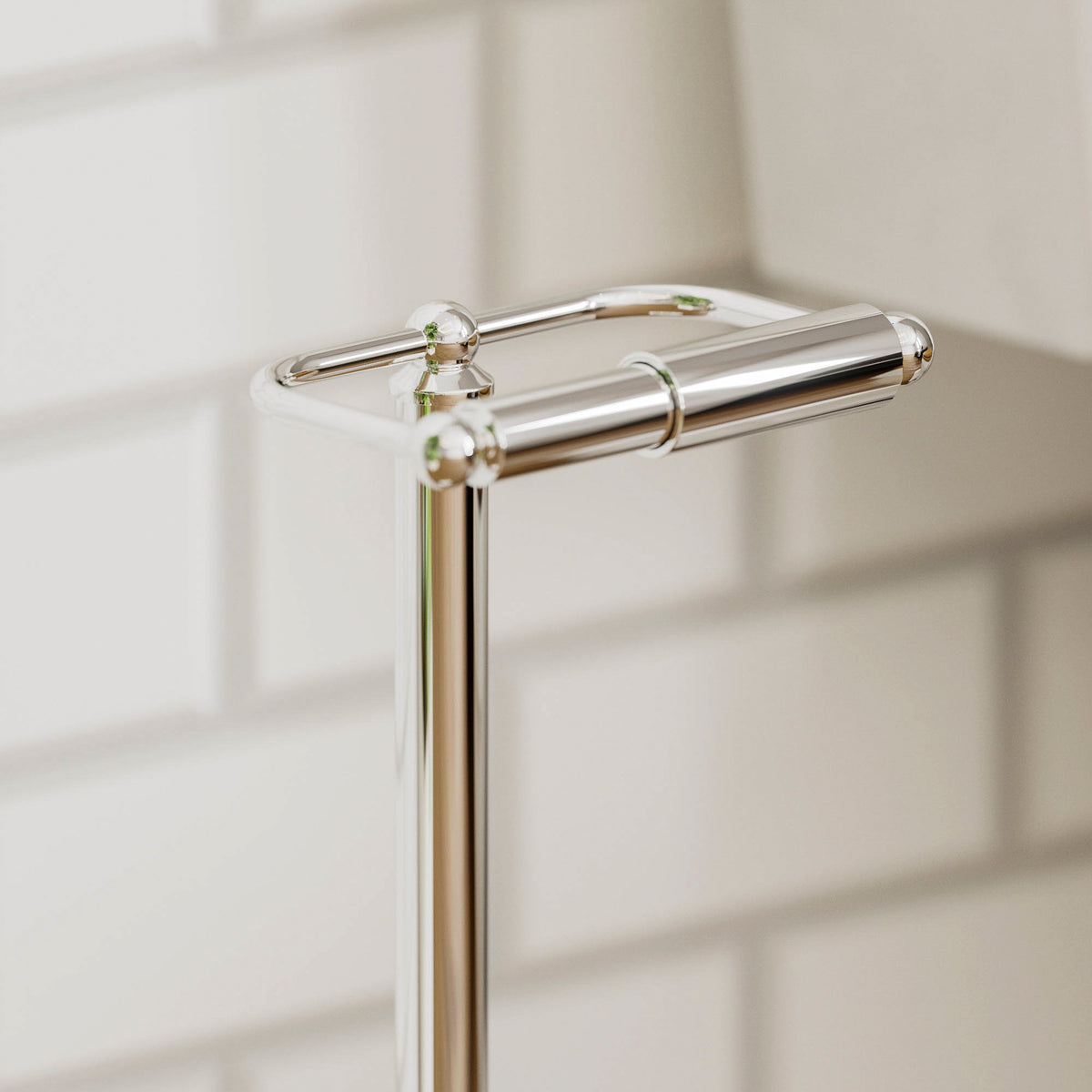 Floor Standing Toilet Roll Holder - Silver