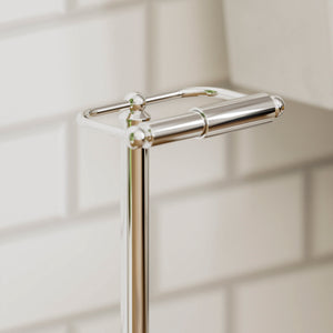 Floor Standing Toilet Roll Holder - Silver