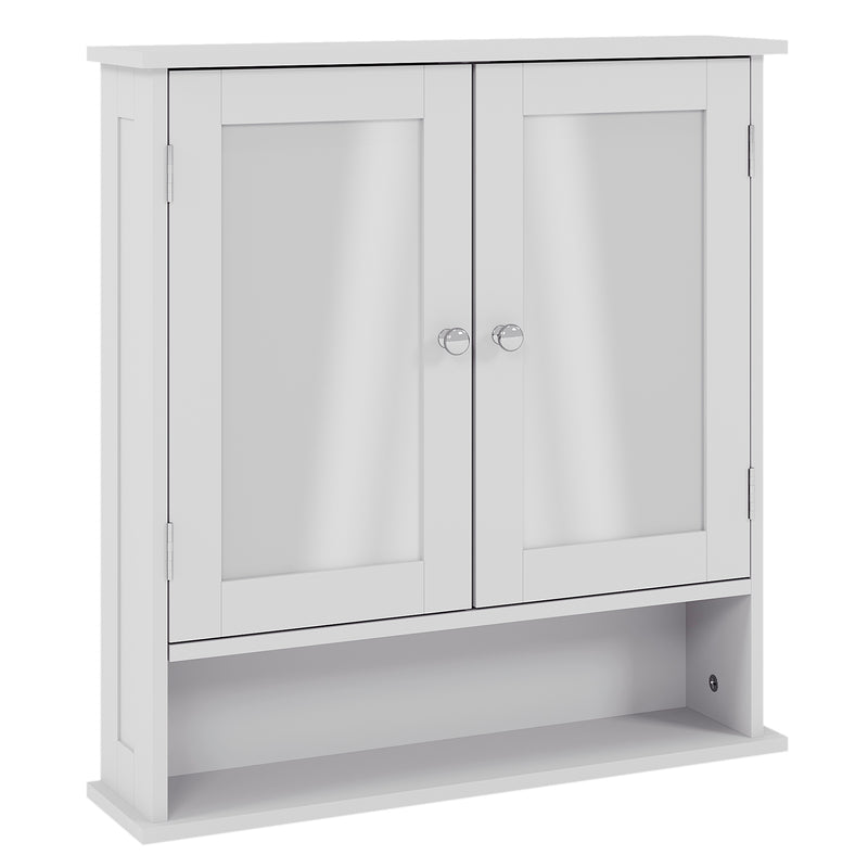 Priano 2-Door Mirrored Wall Cabinet With Shelf - White