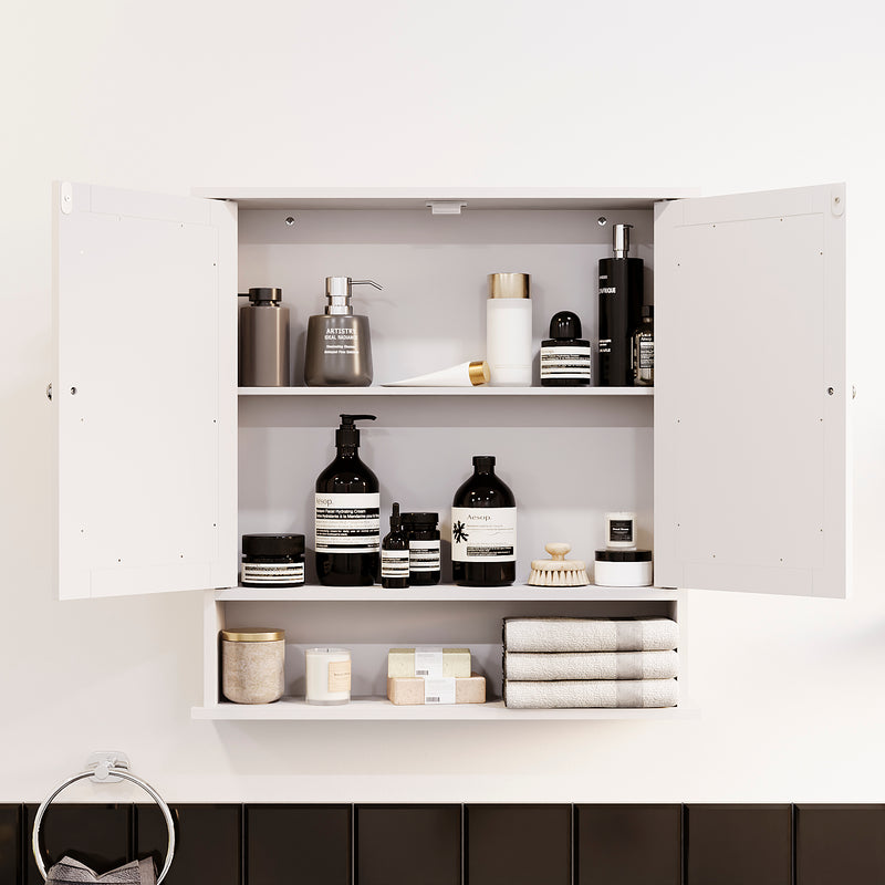 Priano 2-Door Mirrored Wall Cabinet With Shelf - White