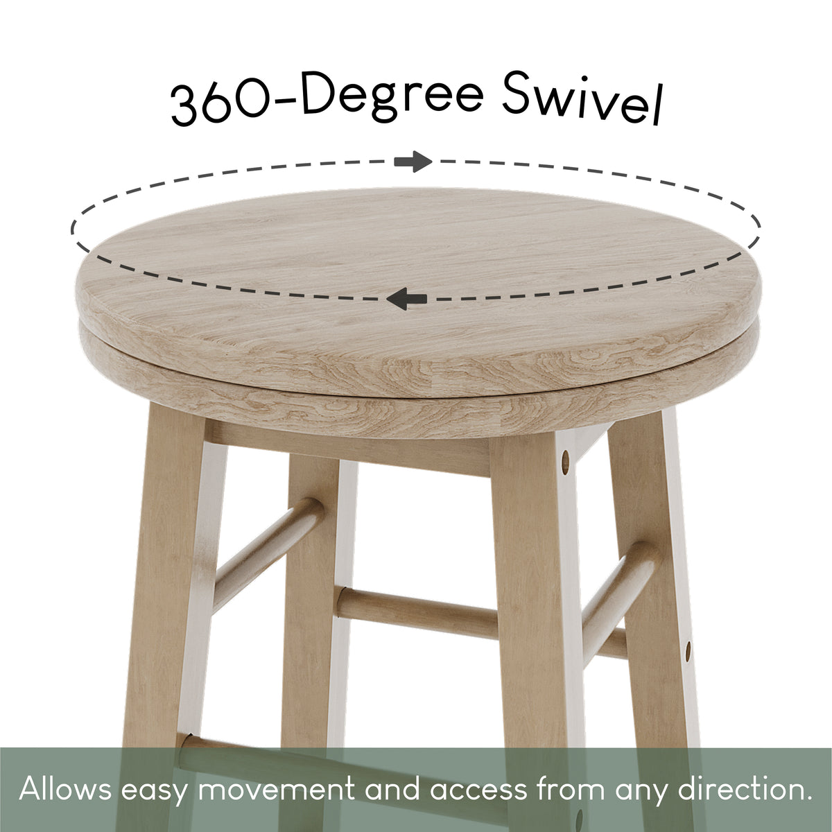 Wooden Revolving Bar Stool, Pine, Set Of 2