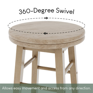 Wooden Revolving Bar Stool, Pine, Set Of 2