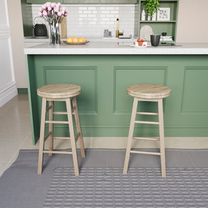 Wooden Revolving Bar Stool, Pine, Set Of 2
