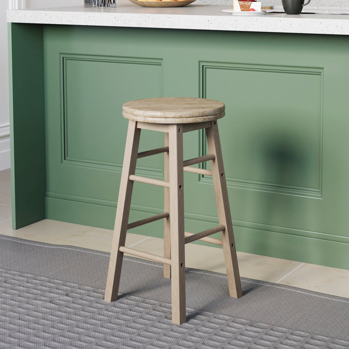 Wooden Revolving Bar Stool, Pine