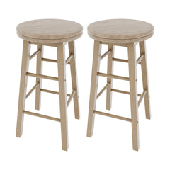 Wooden Revolving Bar Stool, Pine, Set Of 2