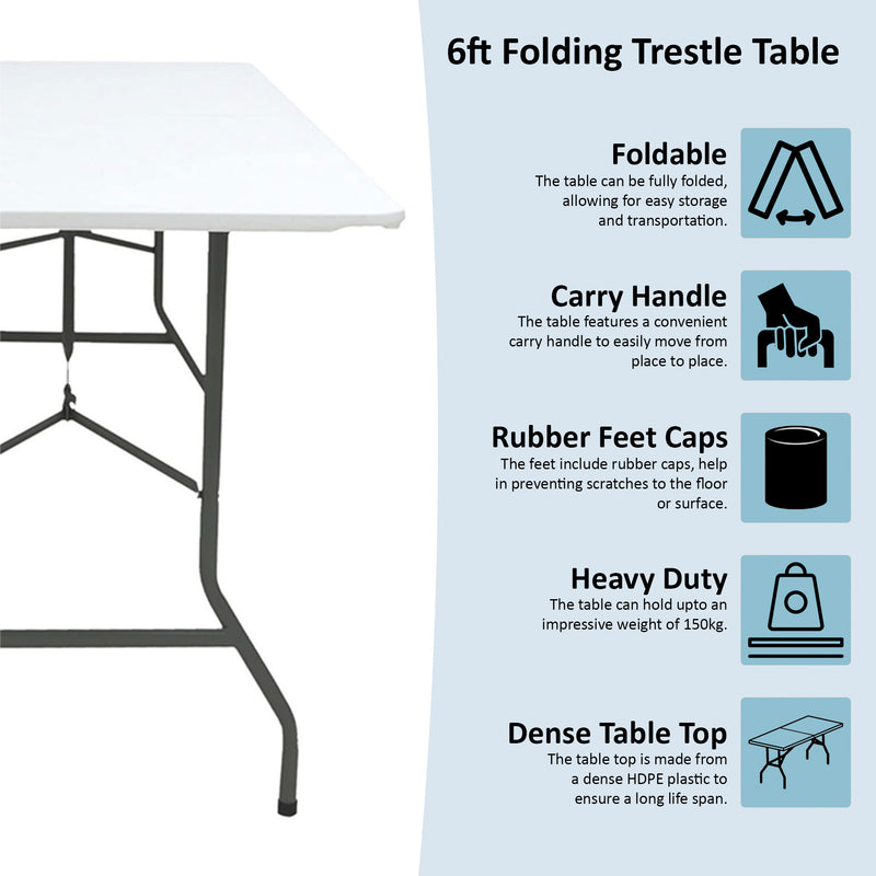 Folding 6ft Table & Set of 4 Folding Chairs