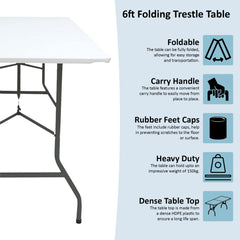 Folding 6ft Table & Set of 4 Folding Chairs