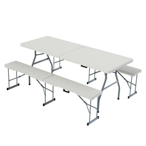 Folding 6ft Table & Set of 2 Folding Benches