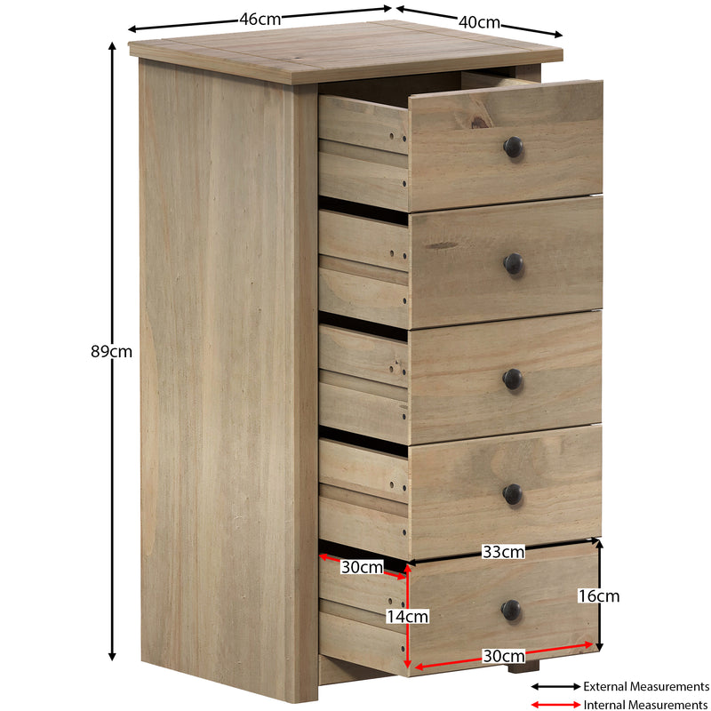 Panama 5-Drawer Narrow Chest