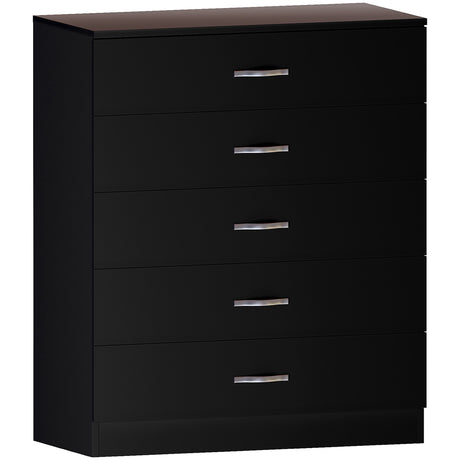 Riano 5 Drawer Chest Black Bedroom Storage Unit
