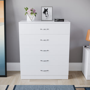 Riano 5 Drawer Chest White Bedroom Storage Unit
