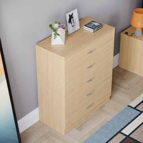 Riano 5 Drawer Chest Pine Bedroom Storage Unit

