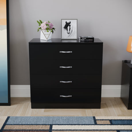 Riano 4 Drawer Chest Black Bedroom Storage Unit
