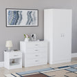 Riano White Bedroom Furniture Set with 1 Drawer Bedside, 4 Drawer Chest and 2 Door Wardrobe
