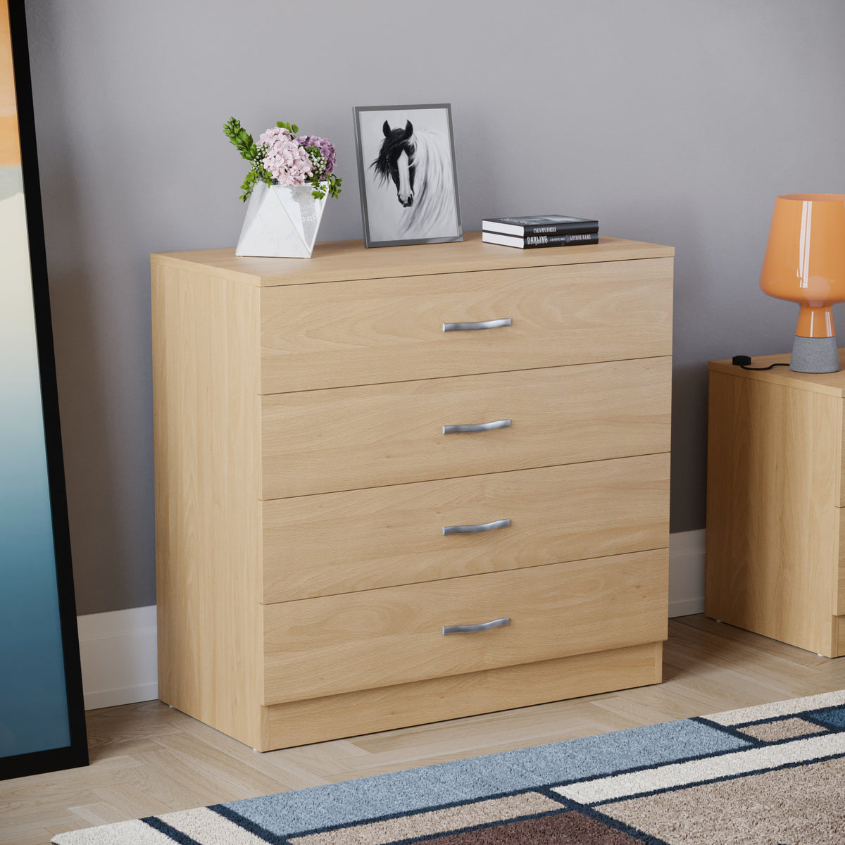 Riano 4 Drawer Chest Pine Bedroom Storage Unit
