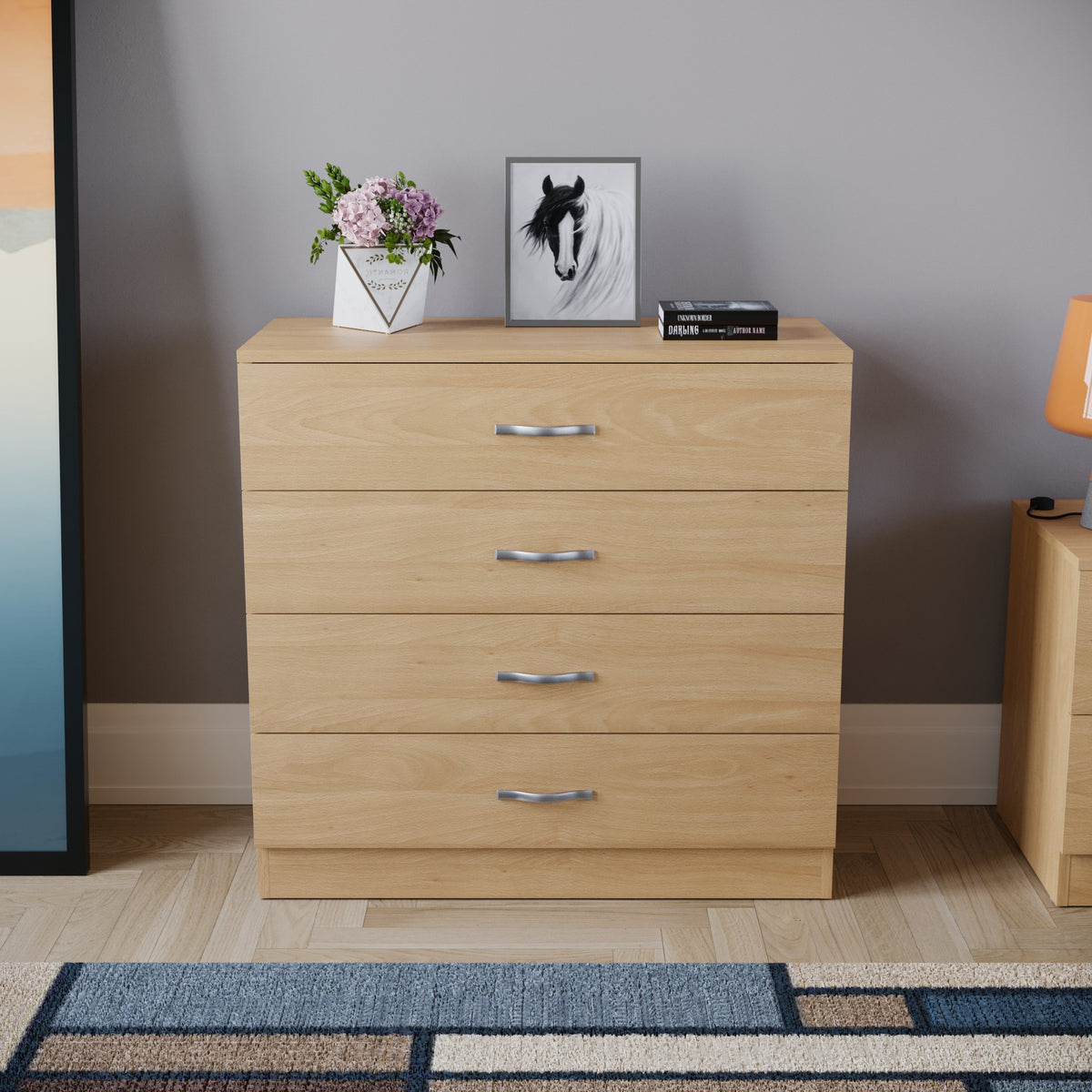 Riano 4 Drawer Chest Pine Bedroom Storage Unit
