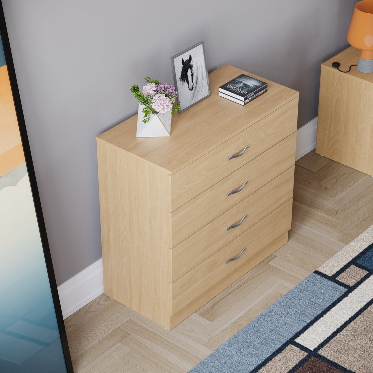 Riano 4 Drawer Chest Pine Bedroom Storage Unit
