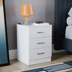 Riano 3-Drawer Bedside Chest, White